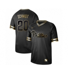 Men's Philadelphia Phillies #20 Mike Schmidt Authentic Black Gold Fashion Baseball Jersey