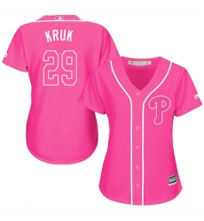 Women's Majestic Philadelphia Phillies #29 John Kruk Authentic Pink Fashion Cool Base MLB Jersey