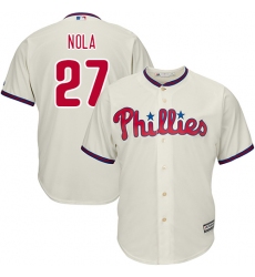Youth Majestic Philadelphia Phillies #27 Aaron Nola Replica Cream Alternate Cool Base MLB Jersey