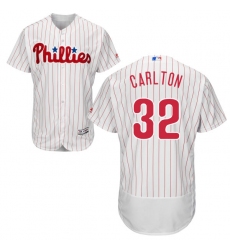 Men's Majestic Philadelphia Phillies #32 Steve Carlton White Home Flex Base Authentic Collection MLB Jersey