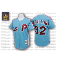 Men's Mitchell and Ness Philadelphia Phillies #32 Steve Carlton Authentic Blue Throwback MLB Jersey