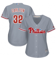 Women's Majestic Philadelphia Phillies #32 Steve Carlton Authentic Grey Road Cool Base MLB Jersey