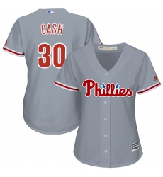 Women's Majestic Philadelphia Phillies #30 Dave Cash Replica Grey Road Cool Base MLB Jersey