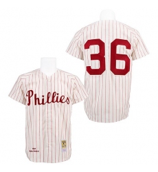 Men's Mitchell and Ness Philadelphia Phillies #36 Robin Roberts Replica White/Red Strip Throwback MLB Jersey