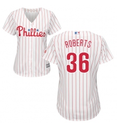 Women's Majestic Philadelphia Phillies #36 Robin Roberts Authentic White/Red Strip Home Cool Base MLB Jersey