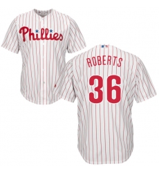 Youth Majestic Philadelphia Phillies #36 Robin Roberts Replica White/Red Strip Home Cool Base MLB Jersey