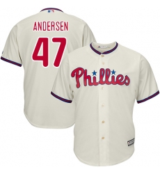 Men's Majestic Philadelphia Phillies #47 Larry Andersen Replica Cream Alternate Cool Base MLB Jersey