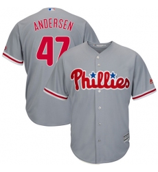 Youth Majestic Philadelphia Phillies #47 Larry Andersen Replica Grey Road Cool Base MLB Jersey