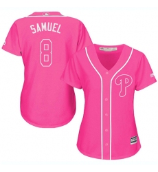 Women's Majestic Philadelphia Phillies #8 Juan Samuel Replica Pink Fashion Cool Base MLB Jersey