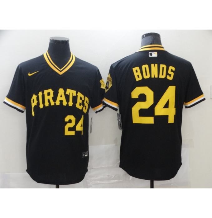 Men's Nike Pittsburgh Pirates #24 Barry Bonds Cooperstown Collection Black Jersey