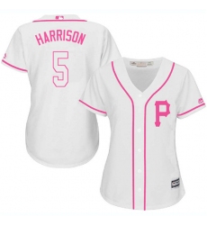 Women's Majestic Pittsburgh Pirates #5 Josh Harrison Authentic White Fashion Cool Base MLB Jersey