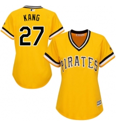 Women's Majestic Pittsburgh Pirates #27 Jung-ho Kang Authentic Gold Alternate Cool Base MLB Jersey