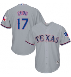 Men's Majestic Texas Rangers #17 Shin-Soo Choo Replica Grey Road Cool Base MLB Jersey