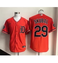 Men's Detroit Tigers #29 Tarik Skubal Orange 2026 Alternate Stitched Baseball Jersey