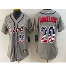Women's Detroit Tigers #20 Spencer Torkelson Grey 2026 USA 250 Fourth of July Stitched Jersey