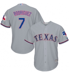 Men's Majestic Texas Rangers #7 Ivan Rodriguez Grey Flexbase Authentic Collection MLB Jersey