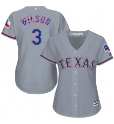 Women's Majestic Texas Rangers #3 Russell Wilson Authentic Grey Road Cool Base MLB Jersey