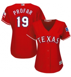 Women's Majestic Texas Rangers #19 Jurickson Profar Replica Red Alternate Cool Base MLB Jersey