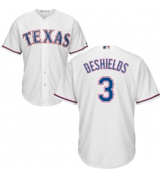Youth Majestic Texas Rangers #3 Delino DeShields Authentic White Home Cool Base MLB Jersey