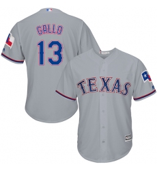 Youth Majestic Texas Rangers #13 Joey Gallo Replica Grey Road Cool Base MLB Jersey