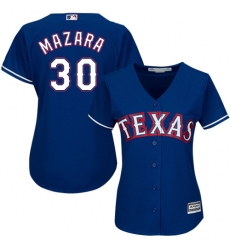 Women's Majestic Texas Rangers #30 Nomar Mazara Authentic Royal Blue Alternate 2 Cool Base MLB Jersey