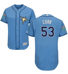 Men's Majestic Tampa Bay Rays #53 Alex Cobb Light Blue Flexbase Authentic Collection MLB Jersey