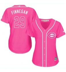 Women's Majestic Cincinnati Reds #29 Brandon Finnegan Authentic Pink Fashion Cool Base MLB Jersey
