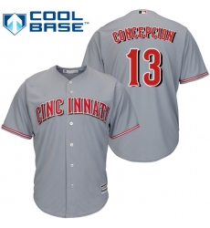 Youth Majestic Cincinnati Reds #13 Dave Concepcion Replica Grey Road Cool Base MLB Jersey