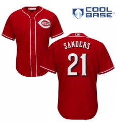 Youth Majestic Cincinnati Reds #21 Reggie Sanders Replica Red Alternate Cool Base MLB Jersey