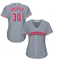 Women's Majestic Cincinnati Reds #30 Ken Griffey Authentic Grey Road Cool Base MLB Jersey