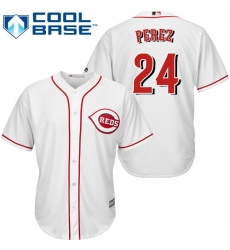 Youth Majestic Cincinnati Reds #24 Tony Perez Replica White Home Cool Base MLB Jersey