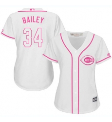 Women's Majestic Cincinnati Reds #34 Homer Bailey Replica White Fashion Cool Base MLB Jersey