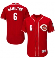 Men's Majestic Cincinnati Reds #6 Billy Hamilton Red Alternate Flex Base Authentic Collection MLB Jersey