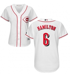 Women's Majestic Cincinnati Reds #6 Billy Hamilton Replica White Home Cool Base MLB Jersey