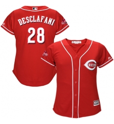 Women's Majestic Cincinnati Reds #28 Anthony DeSclafani Replica Red Alternate Cool Base MLB Jersey