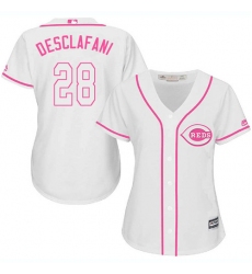 Women's Majestic Cincinnati Reds #28 Anthony DeSclafani Replica White Fashion Cool Base MLB Jersey