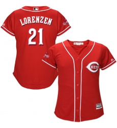 Women's Majestic Cincinnati Reds #21 Michael Lorenzen Replica Red Alternate Cool Base MLB Jersey