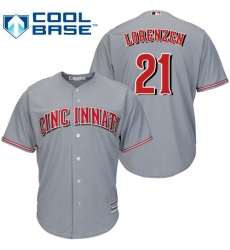 Youth Majestic Cincinnati Reds #21 Michael Lorenzen Replica Grey Road Cool Base MLB Jersey