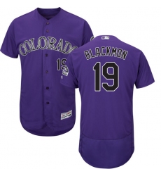 Men's Majestic Colorado Rockies #19 Charlie Blackmon Purple Alternate Flex Base Authentic Collection MLB Jersey