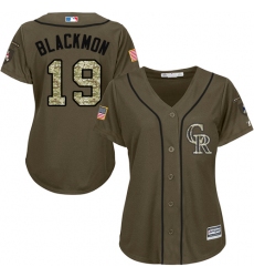 Women's Majestic Colorado Rockies #19 Charlie Blackmon Authentic Green Salute to Service MLB Jersey