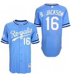 Men's Majestic Kansas City Royals #16 Bo Jackson Authentic Light Blue 1985 Turn Back The Clock MLB Jersey