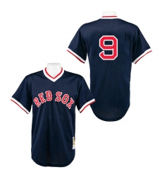 Men's Mitchell and Ness 1990 Boston Red Sox #9 Ted Williams Authentic Navy Blue Throwback MLB Jersey