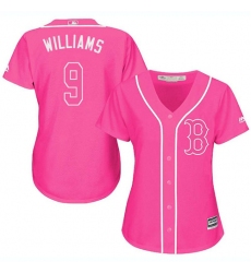 Women's Majestic Boston Red Sox #9 Ted Williams Authentic Pink Fashion MLB Jersey