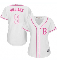 Women's Majestic Boston Red Sox #9 Ted Williams Authentic White Fashion MLB Jersey