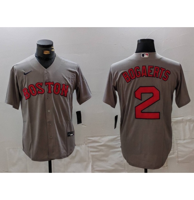 Men's Boston Red Sox #2 Xander Bogaerts Grey Cool Base Stitched Jersey