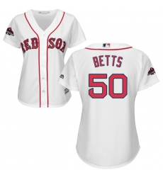 Women's Majestic Boston Red Sox #50 Mookie Betts Authentic White Home 2018 World Series Champions MLB Jersey