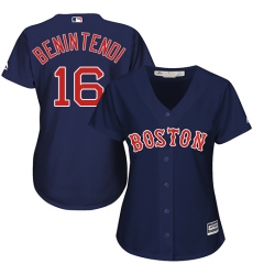 Women's Majestic Boston Red Sox #16 Andrew Benintendi Replica Navy Blue Alternate Road MLB Jersey