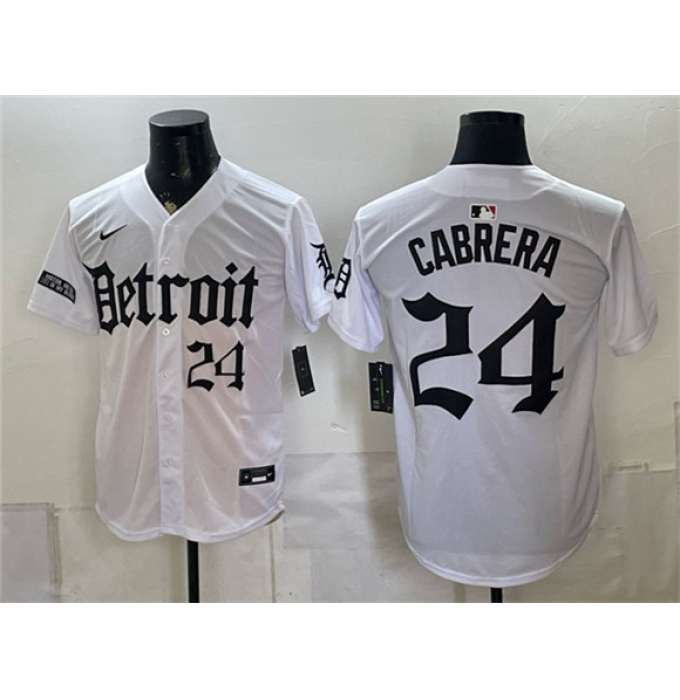 Men's Detroit Tigers #24 Miguel Cabrera 2026 White 'Motor Gothic Edition' Vapor Premier Limited Stitched Baseball Jersey