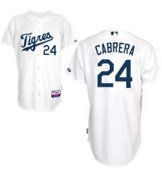 Men's Majestic Detroit Tigers #24 Miguel Cabrera Authentic White 