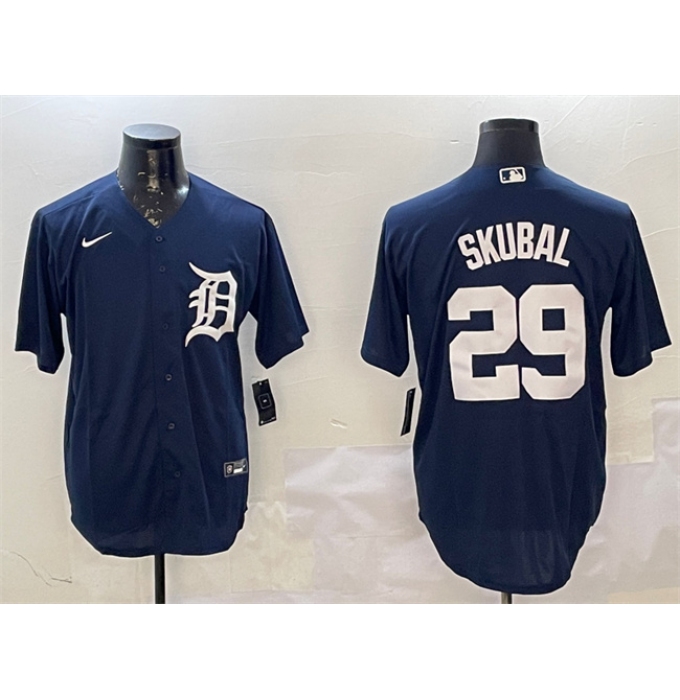 Men's Detroit Tigers #29 Tarik Skubal Navy Cool Base Stitched Baseball Jersey